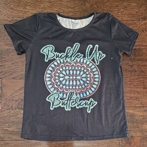 Black 'Buckle Up Buttercup' T-Shirt